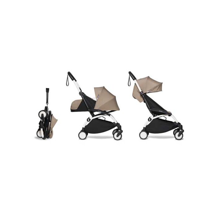 Babyzen Yoyo2 0+ 6+ Complete Buggy Taupe - White Frame - Babyhuys.com