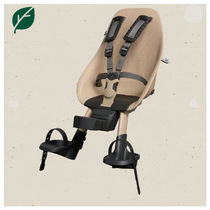 URBAN IKI Fahrradsitz - BIO - VORNE - Oishi Beige + Bincho Schwarz - Babyhuys.com