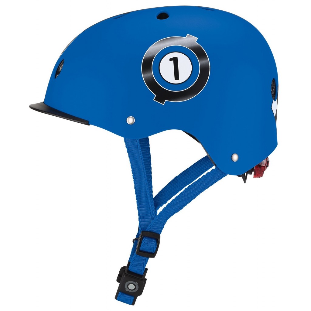 Globber Helm Elite Lights Racing Blue - Babyhuys.com
