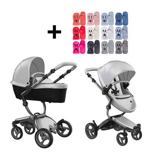 Mima Xari Kinderwagen | Frame - Graphite Grey | Zitting + Kap - Argento | Starter Pack - Stone White - Babyhuys.com