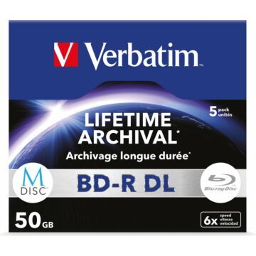 1x5 Verbatim M-Disc BD-R Blu-Ray 50GB 6x Speed, Jewel Case (765914)