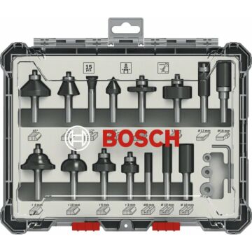 Bosch 15-dlg gemengde freesset 6mm schacht (599468)