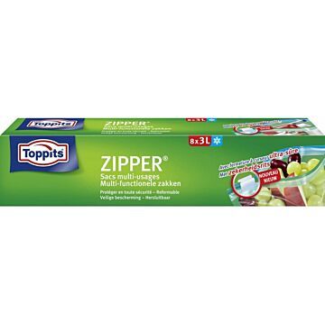 Toppits Zipper Multi-Functionele Zakken 3 liter  8 stuks (1030554)