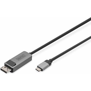 DIGITUS USB Typ C / DisplayPort bidirectional alu, zwart 2m (841374)