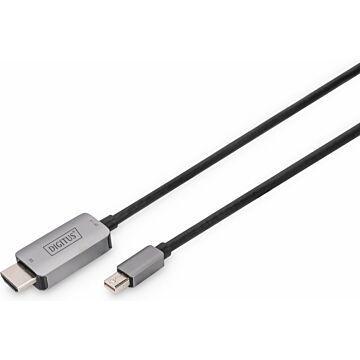 DIGITUS 8K Mini DisplayPort voor HDMI kabel, 60Hz, alu zwart 1m (841304)