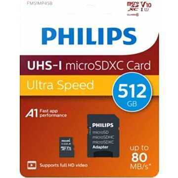 Philips MicroSDXC Card     512GB Class 10 UHS-I U1 incl. Adapter (797974)