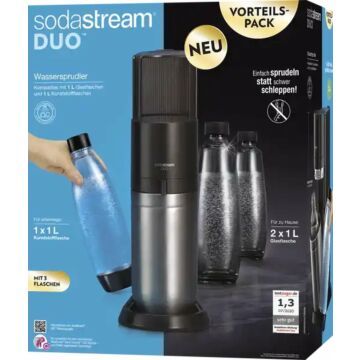SodaStream Duo Titan Promo-Pack 2 glazen karaffen 1l + 1 fuse 1l (750941)