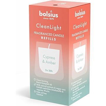 Bolsius Navulling Clean Light pack 2 Cypress &  Amber (1607201)