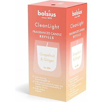 Bolsius Navulling Clean Light pack 2  Grapefruit & Ginger (1607225)