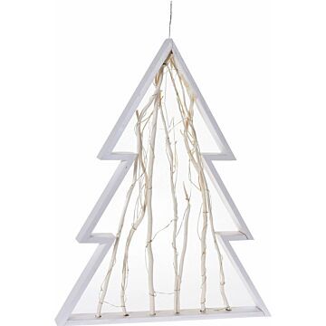 Kerstboom 48cm wit hout 30 led lampjes op batterij - Wohi.nl