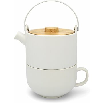 Bredemeijer Tea-for-one Umea wit met bamboe deksel 142007 (522636)