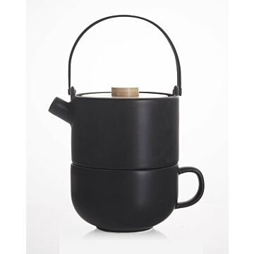 Bredemeijer Tea-for-one Umea zwart met bamboe deksel 142008 (532639)