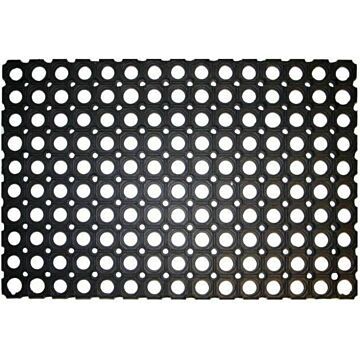 Deurmat rubber zwart met gaten 60x40 cm  (1018017)