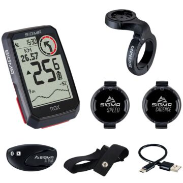 GPS Fietscomputer Sigma ROX 4.0 GPS HR + CADANS set met overclamp Butler stuurhouder - zwart
