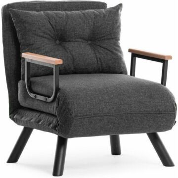 Asir - bankbed - slaapbank - Sofa - 1-zitplaats - Donker grijs - 60 x 50 x 85 cm