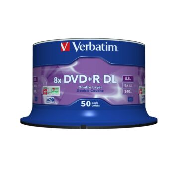 1x50 Verbatim DVD+R dubbel laags 8x Speed, 8,5GB mat zilver (776545)