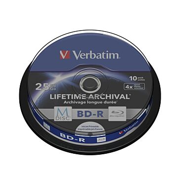1x10 Verbatim M-Disc BD-R BluRay 25GB 4x Speed Cakebox printable (890596)