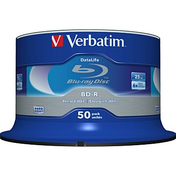 1x50 Verbatim BD-R Blu-Ray 25GB 6x Speed Datalife No-ID Cakebox (215700)