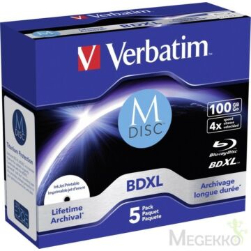 1x5 Verbatim M-Disc BD-R Blu-Ray 100GB 4x Speed inkjet print. JC (199768)