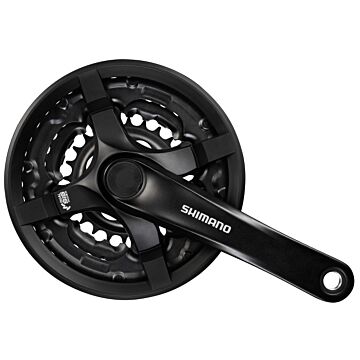 Crankstel 6/7/8 speed Shimano FC-TY501 170mm 48x38x28T met kettingscherm - zwart