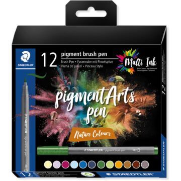 Staedtler Pigment Arts brush pen, etui van 12 stuks, Nature Colours