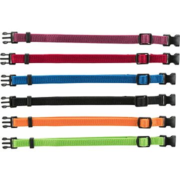 Trixie Puppy Halsband 17-25cm set paars-rood-blauw-zwart-oranje-appeltjesgroen 6st