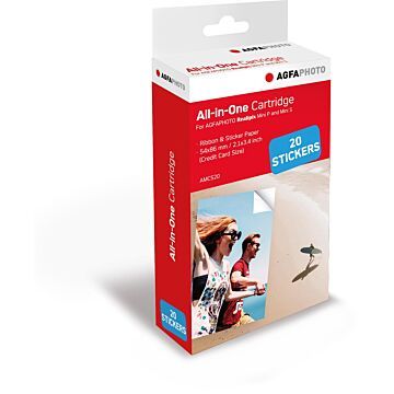 AgfaPhoto vulling voor fotoprinter Realipix Mini P, cartridge en 20 vel fotopapier (sticker)