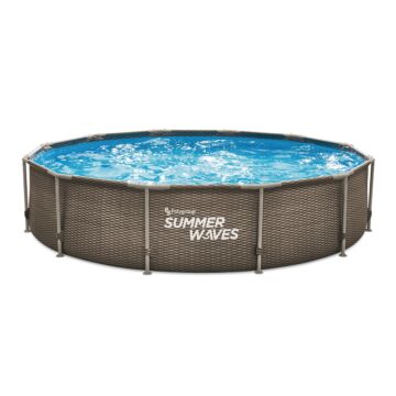 Summer Waves Zwembad Active Frame 366 X 76 cm Dark Double Rattan + filterpomp (7771230)
