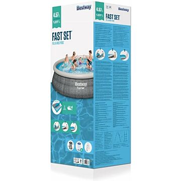 Bestway Zwembad - Fast Set - Ø457 x 84 cm - Rotan - met Filterpomp 2 m³