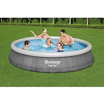Bestway Zwembad - Fast Set - Ø396 x 84 cm - Rotan - met Filterpomp 2 m³