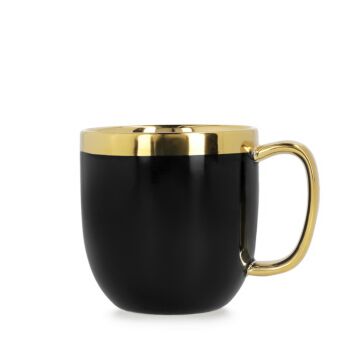 HOMLA sensorische beker met gouden decoratie - mok theekop koffiemok 0,28 l porselein verguld handgeschilderd zwart en goud