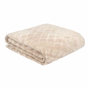 HOMLA Ross deken decoratief zacht aangenaam gevoel met patroon deken pluizige deken voor slaapbank voor vele interieurs 150 cm x 200 cm beige