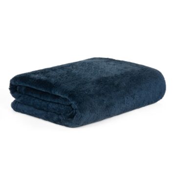 HOMLA marineblauwe fleecedeken, pluizig en warm - voor de bank, bank en bed, gezellige deken, bankdeken, onderhoudsvriendelijk 150 x 200 cm, marineblauw