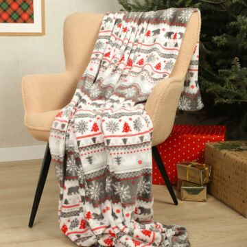 HOMLA Noel-deken in kerstmotief - zachte deken los geweven polyestervezeldeken pluizige deken voor slaapbank - knuffeldeken 150 x 200 cm met kerstmotief