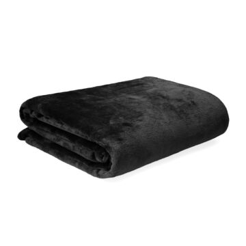 HOMLA Zwarte fleecedeken, pluizig en warm - voor bank, bank en bed, gezellige deken, bankdeken, onderhoudsvriendelijk 150 x 200 cm, zwart