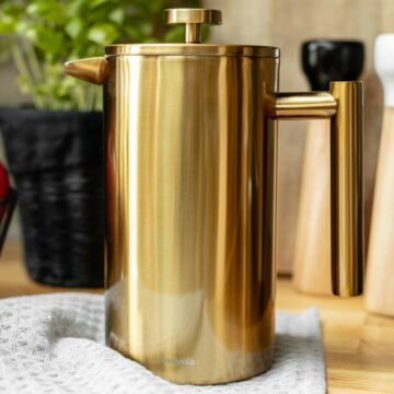 HOMLA Blanche koffie- en theemaker - theemaker combinatieapparaat decoratief koffiezetapparaat roestvrij staal - Franse pers goud 1 L