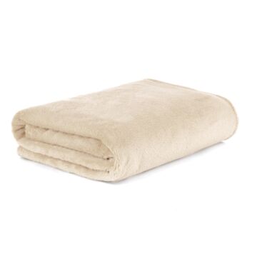 HOMLA beige fleecedeken Pluizig en warm - voor de bank, bank en bed, gezellige deken, bankdeken, onderhoudsvriendelijk 150 x 200 cm, beige