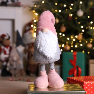 HOMLA KALLE Plushe kerstman roze-grijs 18x112 cm