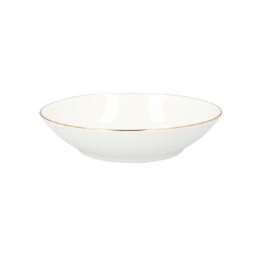 HOMLA Auro diep bord stijlvol bord voor vele interieurs keukenuitrusting servies minimalistisch design en klassieke vorm van wit porselein met gouden rand 21 cm