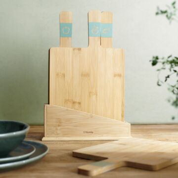 HOMLA Bambou keukenorganizer Sotrage - organisatie van huis en keuken - keukenorganizer met vakken - gemaakt van natuurlijk bamboehout - universeel - afmetingen basis 12,5x12,5 cm