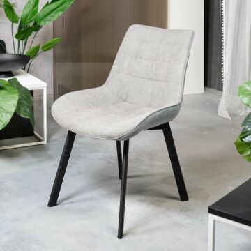 HOMLA Colin stoel met aantrekkelijke stof en zwarte poten - stoel voor eetkamer keuken woonkamer - comfortabel praktisch - duurzaam materiaal - functioneel designelement - lichtgrijs 53x51x83 cm