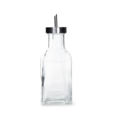 HOMLA flesregel oliefles met trechtertuit - PER 2 STUKS - mooi glas - organisatie van huis en keuken - robuust, dik glas - comfortabele vorm voor eenvoudig gebruik - 450 ml - glad