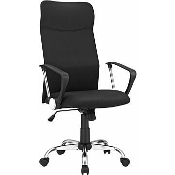 Hoppa! Songmics bureaustoel, ergonomische bureaustoel, draaistoel, gestoffeerde zitting, stoffen bekleding, in hoogte verstelbaar en kantelbaar, tot 120 kg draagvermogen, zwart
