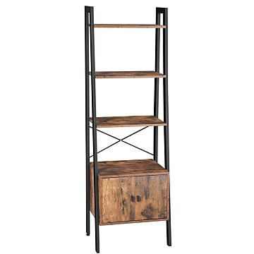 Hoppa! Songmics Ladderkast met 4 Planken - Bruin/Zwart - Metaal - 56 x 34 x 173 cm