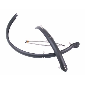 Spatbordset 28" 45 mm kunststof compleet met stangenset - mat zwart