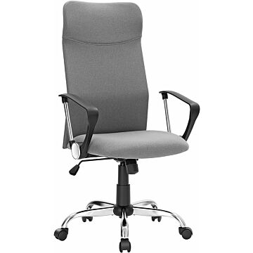 Hoppa! Songmics bureaustoel, ergonomische bureaustoel, draaistoel, gestoffeerde zitting, stoffen bekleding, in hoogte verstelbaar en kantelbaar, tot 120 kg draagvermogen, grijs