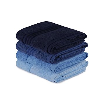 Asir Handhanddoek set (4 stuks) - Donkerblauw Blauw - 50 x 90 cm