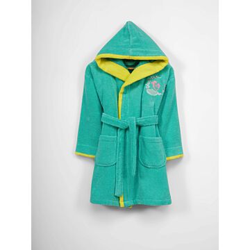 Asir Girl - Dark Water Green Kalp Kid's Bathrobe. 100% COTTON 360 gr/m Microcotton Zerotwist Hooded Size: 6/9