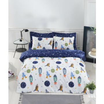 Asir Ranforce dubbele quilt cover set - Donkerblauw Wit