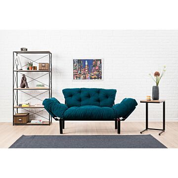 Asir - bankbed - slaapbank - Sofa - 2-zitplaatsen - Benzine blauw - 155 x 70 x 85 cm